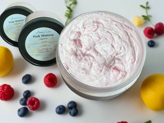 Pink Mimosa Whipped Body Butter - Nourishing, Antioxidant-Rich, Handmade with Almond Butter by Annie&