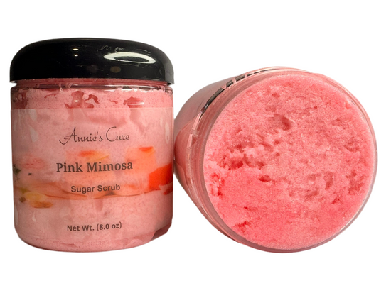 Exfoliante de azúcar de mimosa rosa